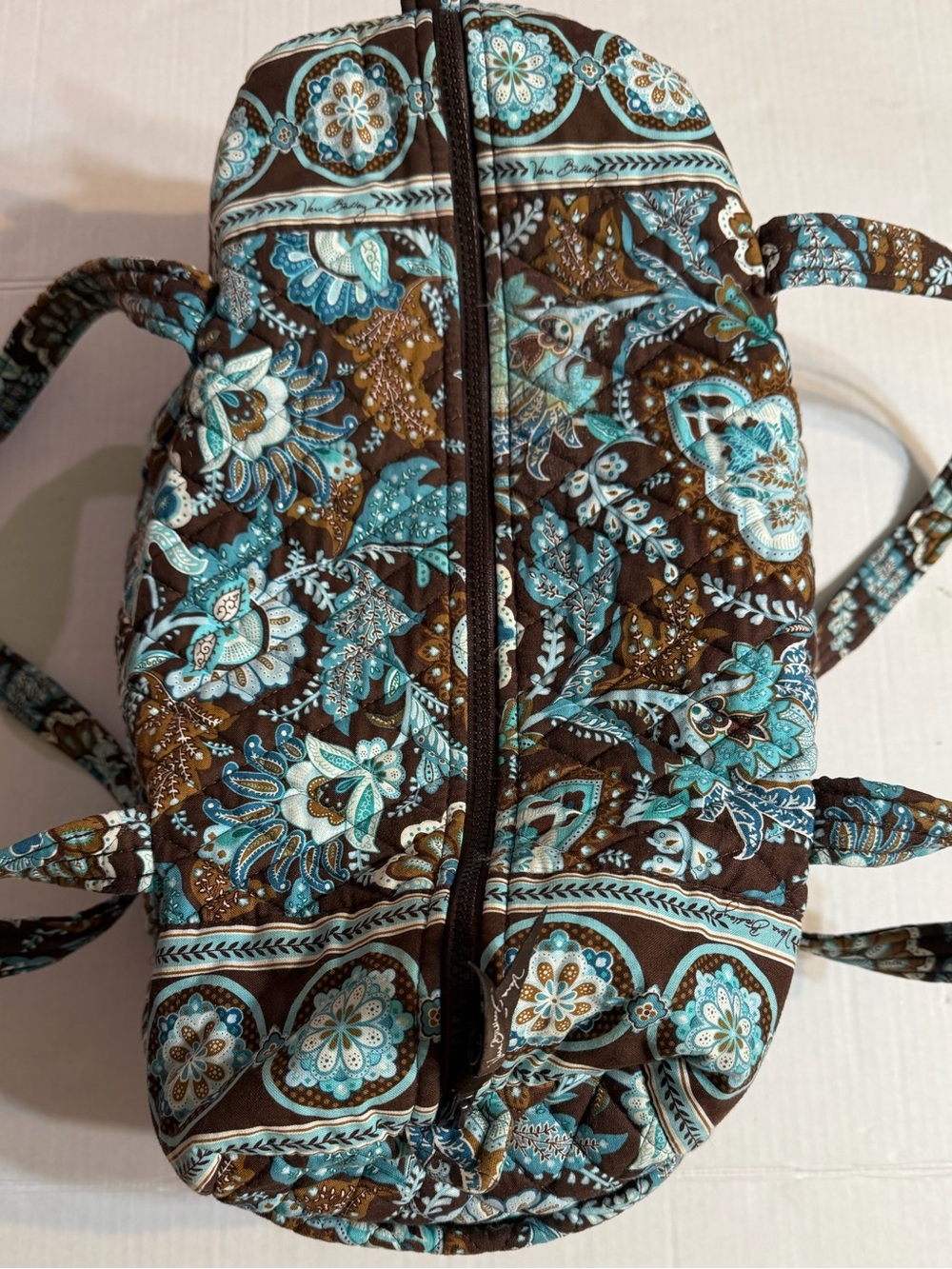 Vera Bradley Java Blue Small Duffel Bag -Brown Turquoise Paisley - Retired Patte
